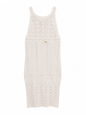 Дамска рокля Loro Piana Luxury Crochet Knit Midi Dress – Ivory