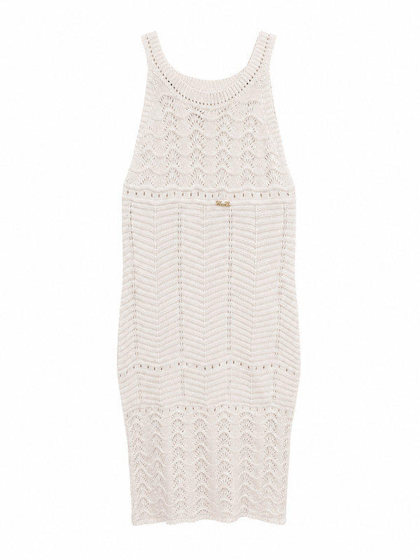 Дамска рокля Loro Piana Luxury Crochet Knit Midi Dress – Ivory