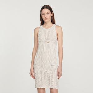 Дамска рокля Loro Piana Luxury Crochet Knit Midi Dress – Ivory