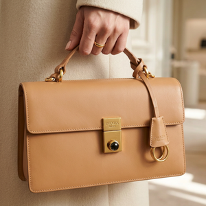 Дамска чанта Prada –  Leather Shoulder Bag with Gold Lock