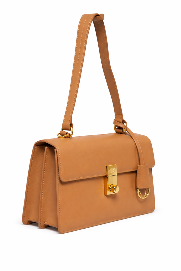 Дамска чанта Prada –  Leather Shoulder Bag with Gold Lock