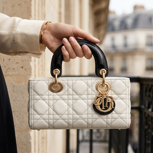 Дамска чанта Christian Dior – Lady Dior Mini Bag White &amp; Black