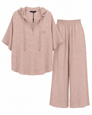 Дамски  луксозен комплект Prada Linen Blend Lounge Set – Blush Pink