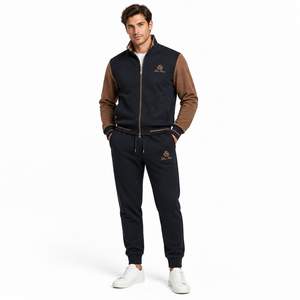 Мъжки спортен комплект Loro Piana – тъмносин с кафяви акценти