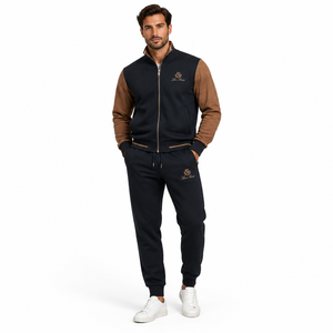 Мъжки спортен комплект Loro Piana – тъмносин с кафяви акценти