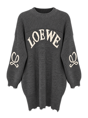 Дамска плетена рокля LOEWE в тъмносив цвят – Oversized модел
