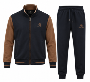 Мъжки спортен комплект Loro Piana – тъмносин с кафяви акценти