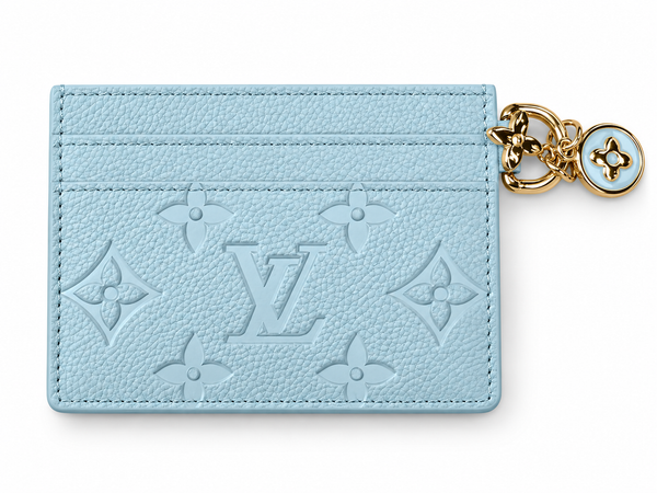 Дамски картодържател  Louis Vuitton Monogram Empreinte Card Holder with Charm – Blue