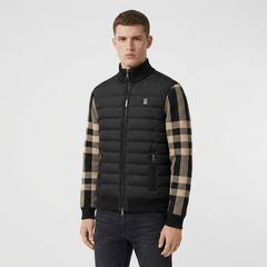 Мъжко яке Burberry с карирани плетени ръкави – черно