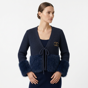 Дамска плетена жилетка Chanel с пухкави детайли