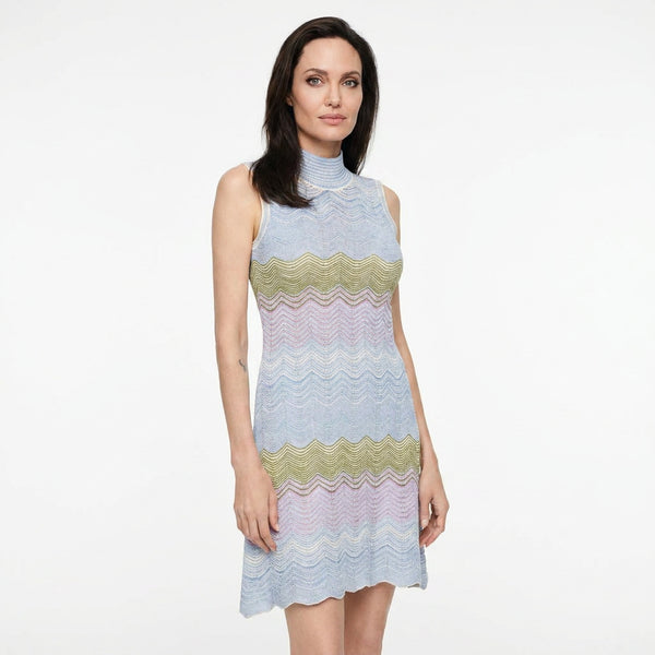 Missoni Многоцветна плетена рокля без ръкави с висока яка