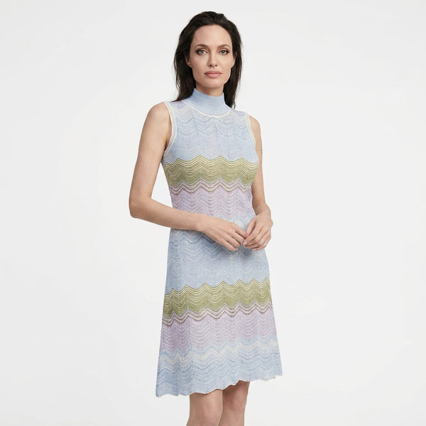 Missoni Многоцветна плетена рокля без ръкави с висока яка