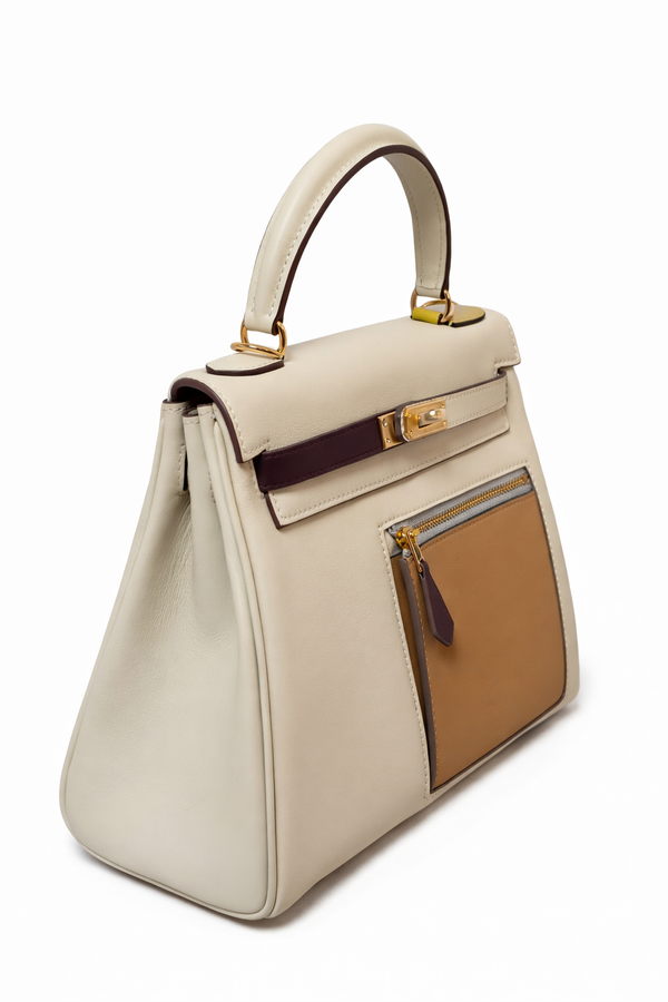 Дамска чанта Hermès Kelly Style Top Handle Bag – Tri-Color Leather