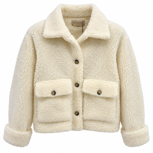 Дамско пухено яке BURBERRY Teddy в екрю