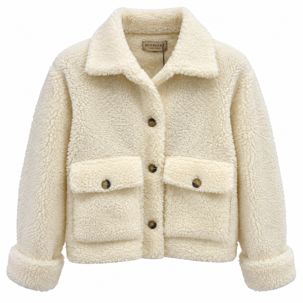 Дамско пухено яке BURBERRY Teddy в екрю