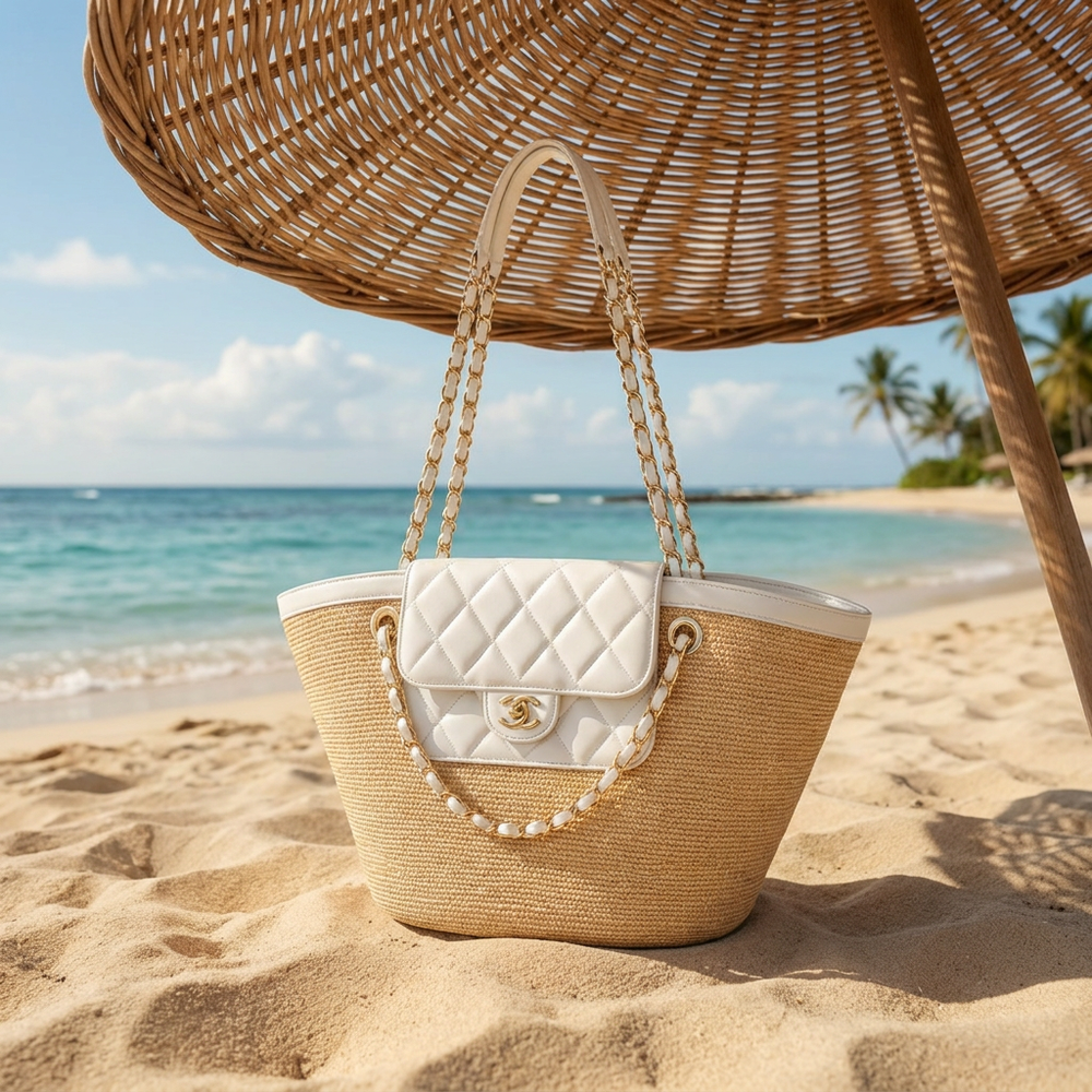Chanel – Луксозна дамска плажна чанта с несесер
