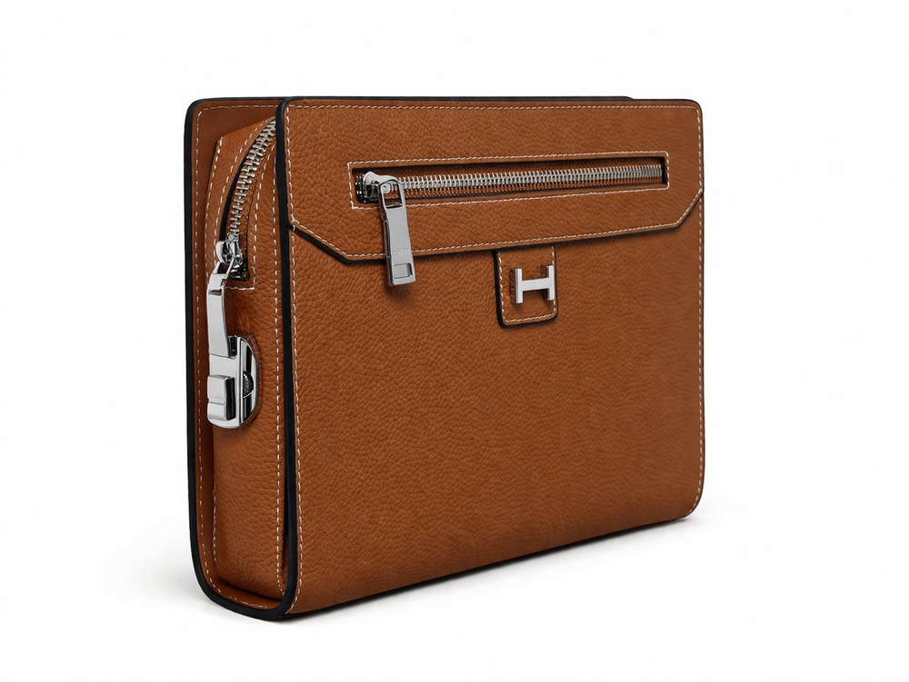 Мъжка кожена чанта Hermès – Men’s Leather Clutch Bag Brown