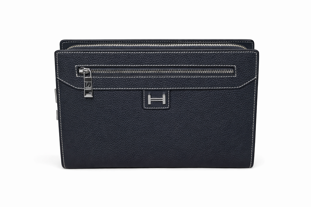 Мъжка кожена чанта Hermès – Men’s Leather Clutch Bag Navy