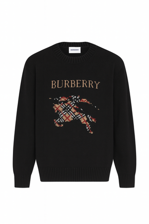 Плетен пуловер Burberry Heritage Knight – Black