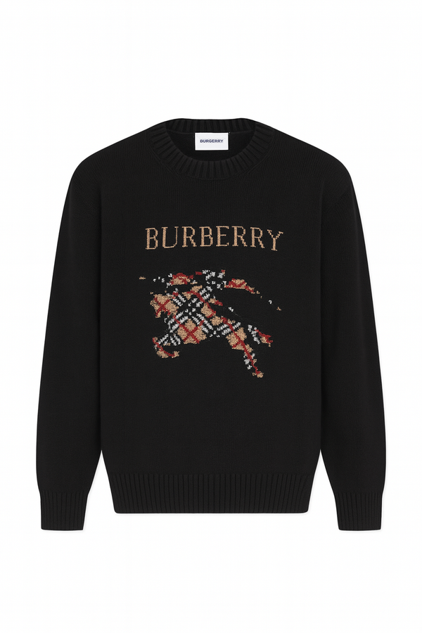 Плетен пуловер Burberry Heritage Knight – Black