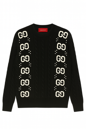 Плетен пуловер GU Iconic GG