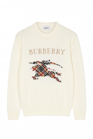 Плетен пуловер Burberry Heritage Knight – Ecru