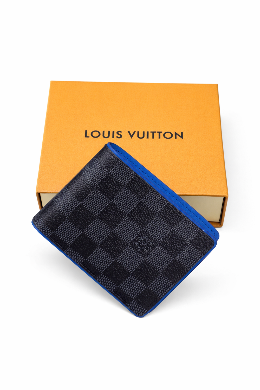 Мъжки  портфейл Louis Vuitton – Damier Graphite Wallet с blue edge