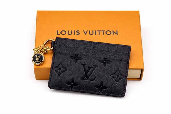 Дамски картодържател  Louis Vuitton Monogram Empreinte Card Holder with Charm –Black