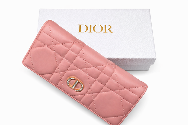 Дамски  портфейл Christian Dior Caro Long Wallet Cannage – Pink