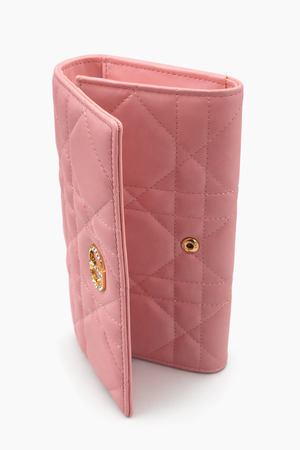 Дамски  портфейл Christian Dior Caro Long Wallet Cannage – Pink
