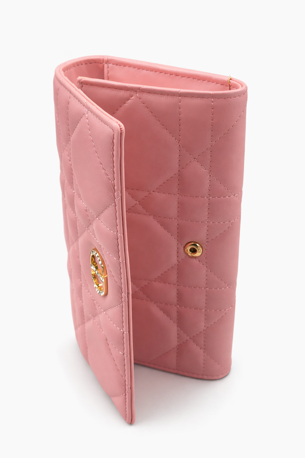 Дамски  портфейл Christian Dior Caro Long Wallet Cannage – Pink