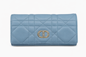 Дамски  портфейл Christian Dior Caro Long Wallet Cannage – Blue