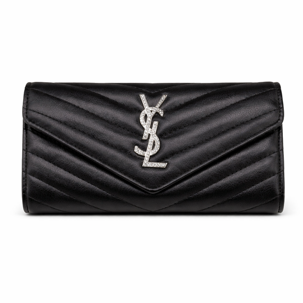 Дамски  портфейл Saint Laurent Cassandre Matelassé Envelope Wallet – Black