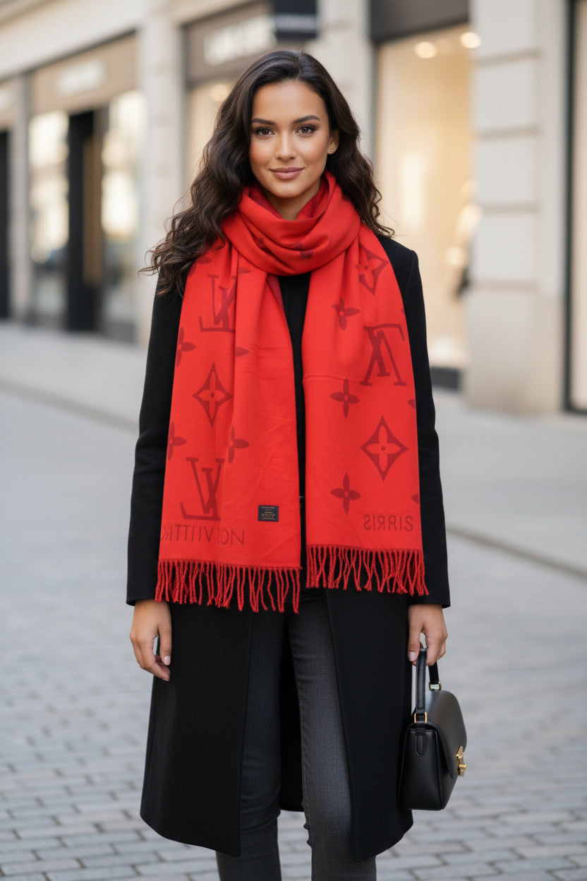 Дамски шал Louis Vuitton Monogram Rouge Intense