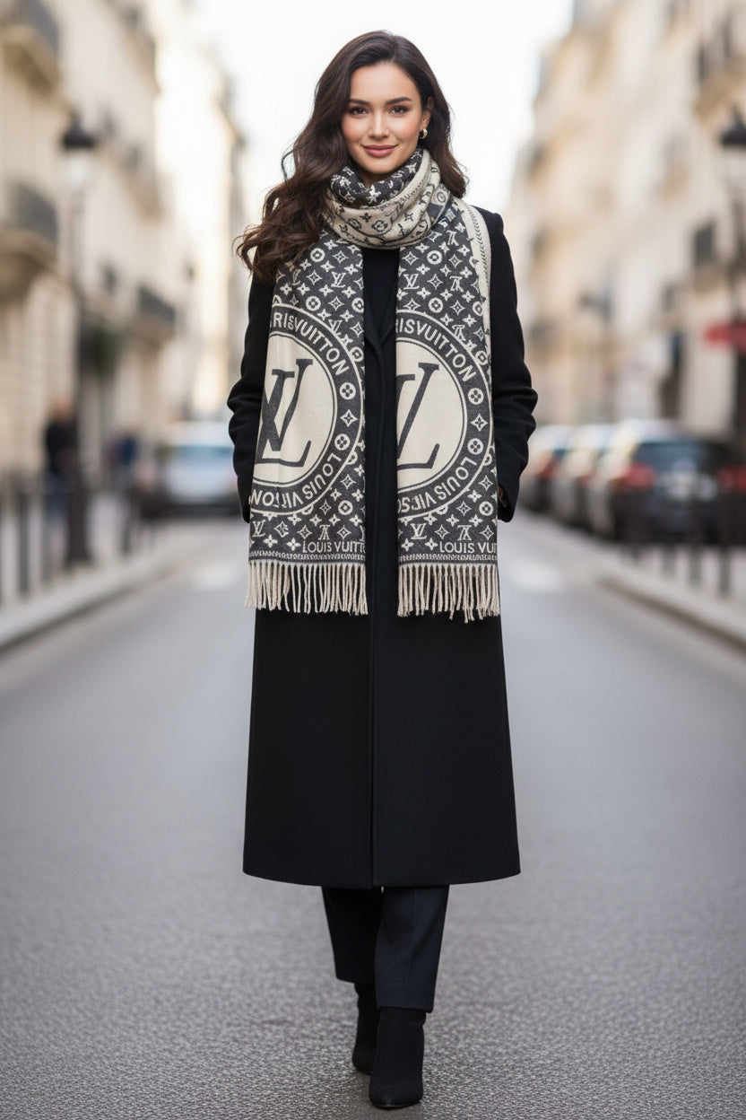Дамски шал Louis Vuitton Monogram Dual Noir & Ivory
