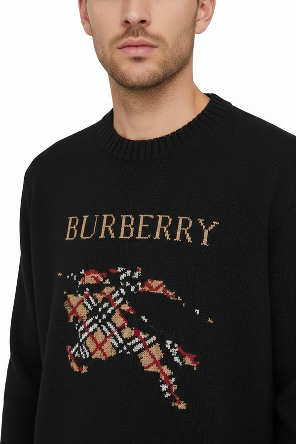 Плетен пуловер Burberry Heritage Knight – Black