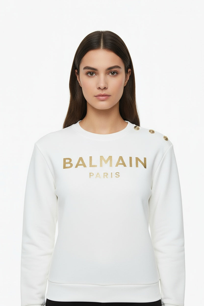 Бяла дамска блуза Balmain Paris