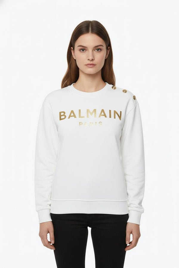 Бяла дамска блуза Balmain Paris