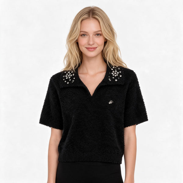 Дамска плетена блуза Dolce & Gabbana с кристални детайли
