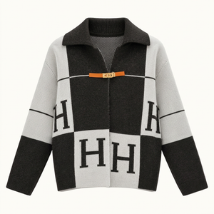 Дамска жилетка Hermès – черно и бяло с H мотиви