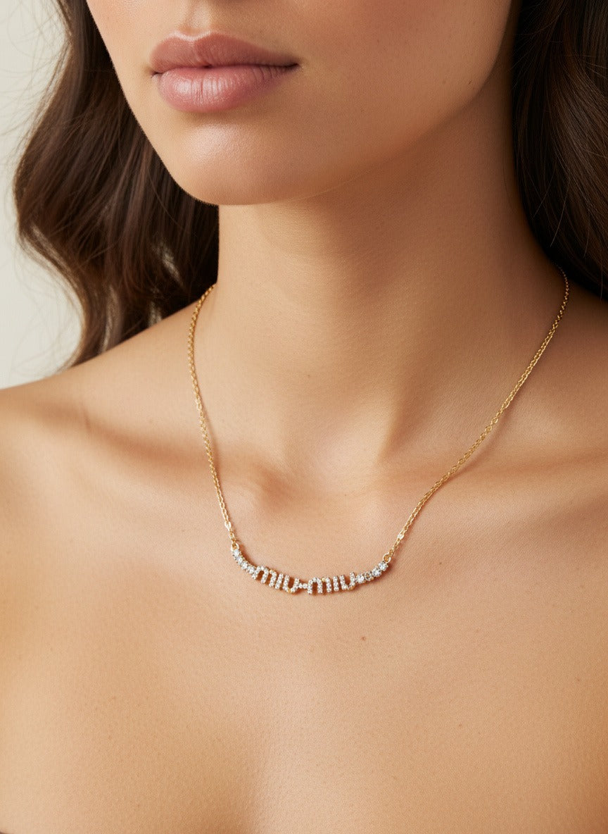 Дамско колие MM – позлатено с кристали