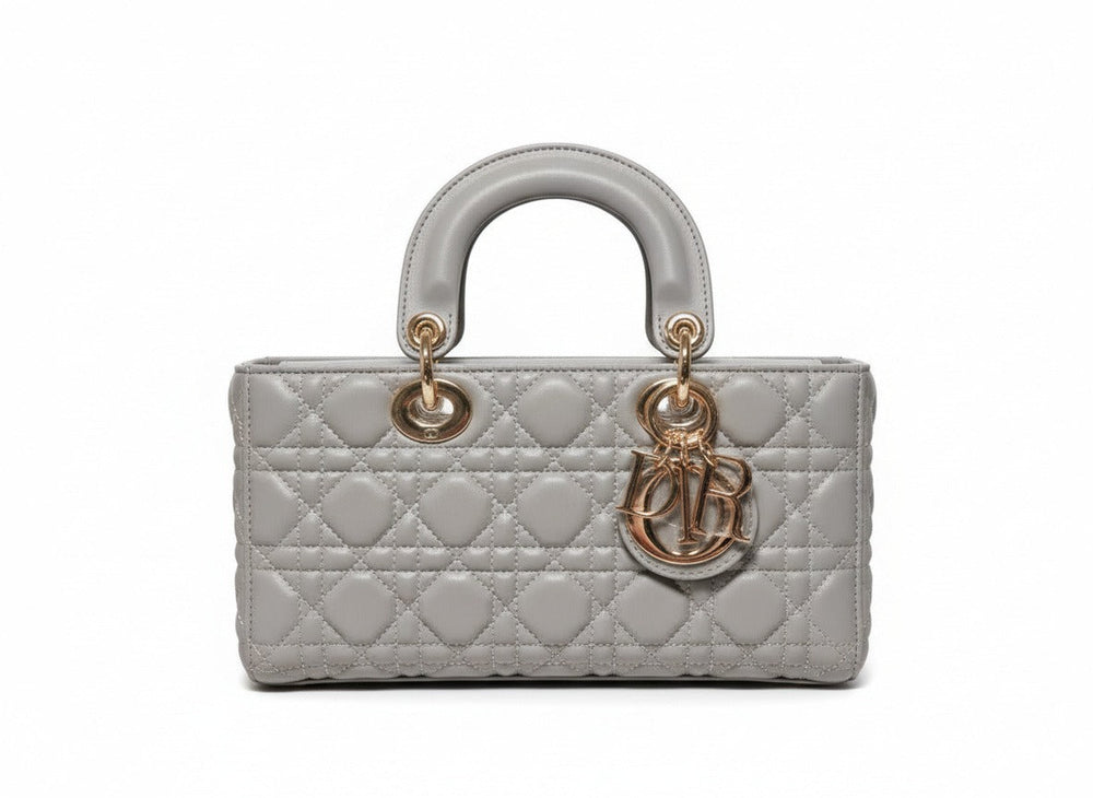 Дамска чанта Lady Dior – сива естествена кожа