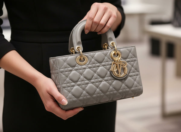 Дамска чанта Lady D – сива естествена кожа