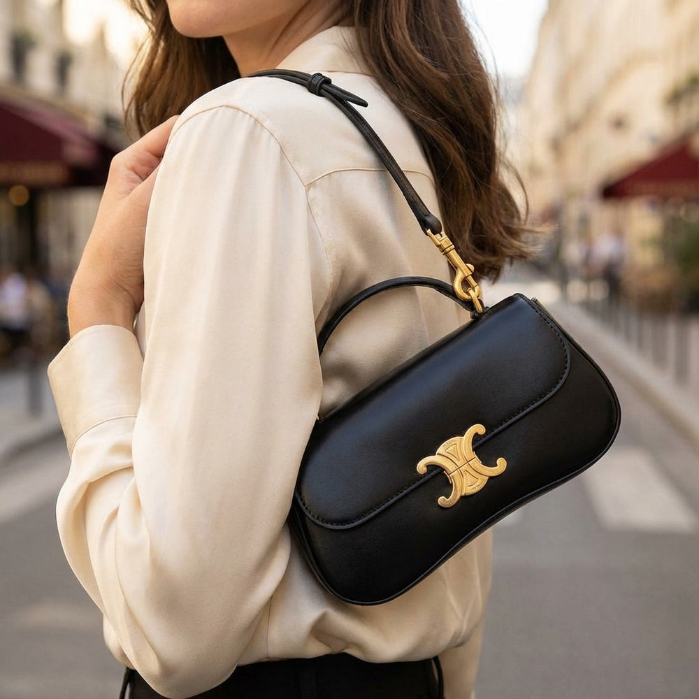 Дамска чанта CEL – елегантна кожена чанта с къса дръжка и презрамка