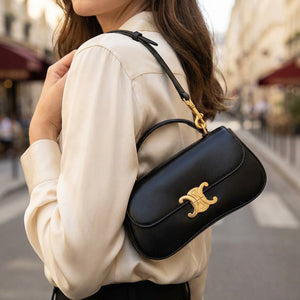 Дамска чанта CEL – елегантна кожена чанта с къса дръжка и презрамка