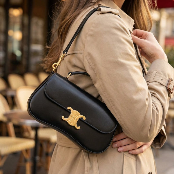 Дамска чанта CEL – елегантна кожена чанта с къса дръжка и презрамка