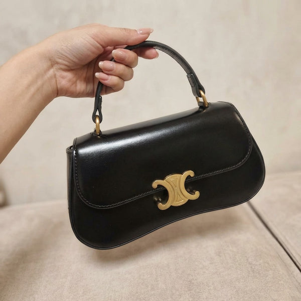 Дамска чанта CEL – елегантна кожена чанта с къса дръжка и презрамка