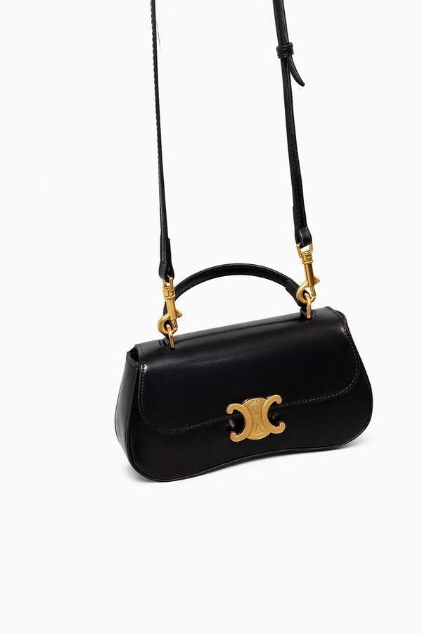 Дамска чанта CEL – елегантна кожена чанта с къса дръжка и презрамка