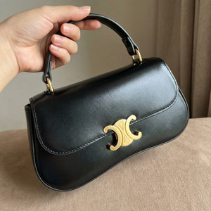 Дамска чанта CEL – елегантна кожена чанта с къса дръжка и презрамка