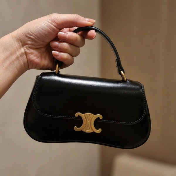 Дамска чанта CEL – елегантна кожена чанта с къса дръжка и презрамка